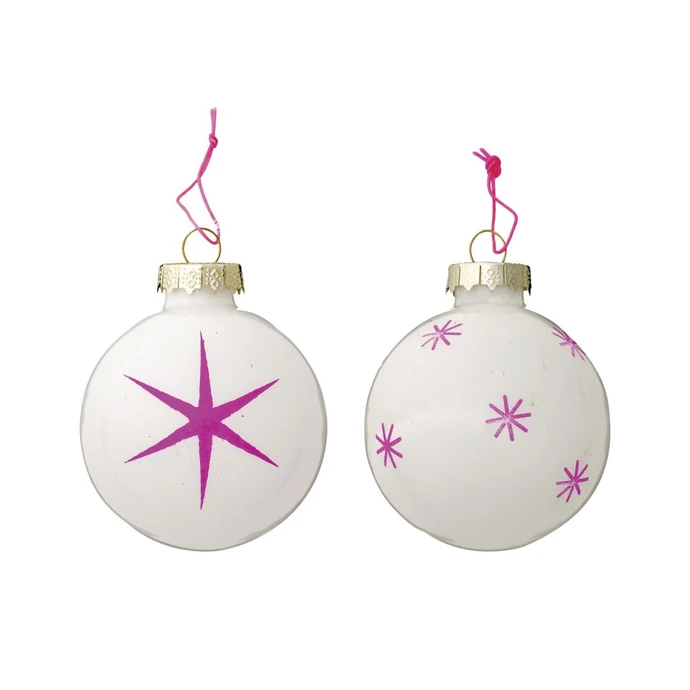 Bloomingville / Skleněná vánoční ozdoba Neon pink stars