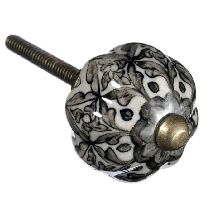 MADAM STOLTZ / Keramická úchytka Grey ornament