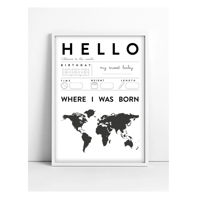 TELLKIDDO / Černobílý plakát Hello Baby A3