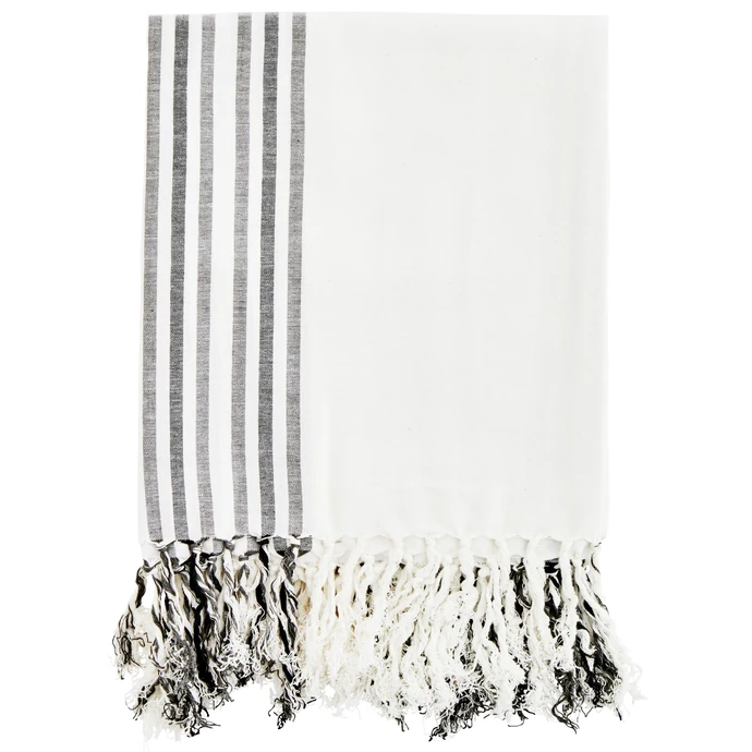 MADAM STOLTZ / Bavlněný ručník s třásněmi Off White 100 × 180 cm