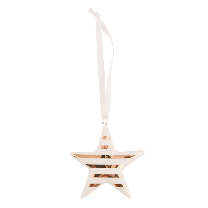 Blossom / Závěsná porcelánová hvězdička Gold stripe
