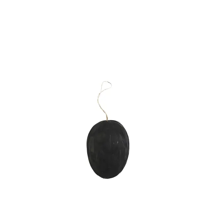 MADAM STOLTZ / Dekorativní vejce Feather black 12 cm