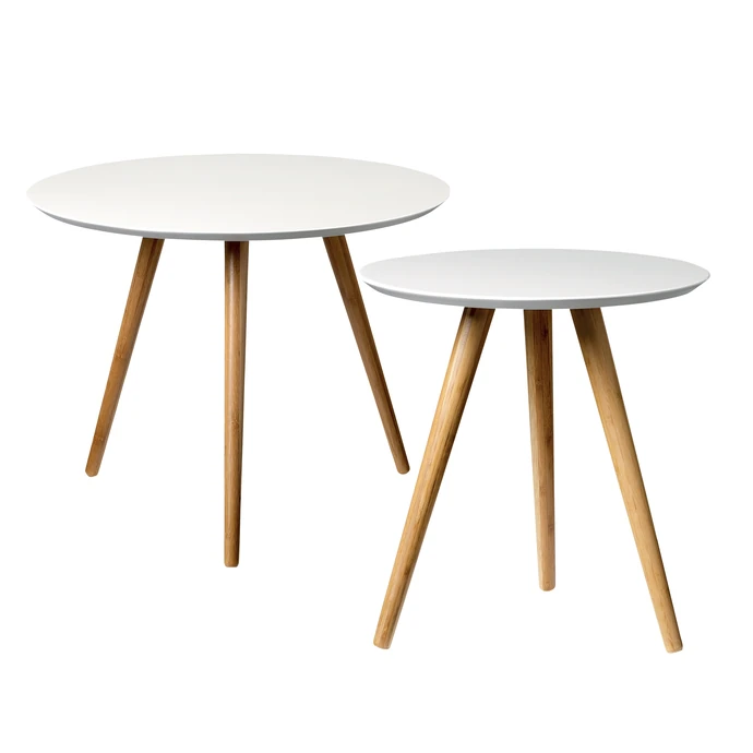 Bloomingville / Kulatý stolek Bamboo/white