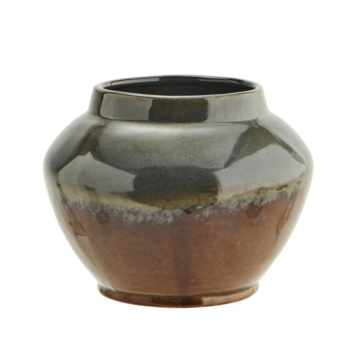 MADAM STOLTZ / Kameninový obal na květináč Grey/Taupe/Brown 12,5 cm