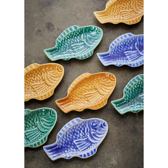 Kameninový talířek ve tvaru ryby Blue