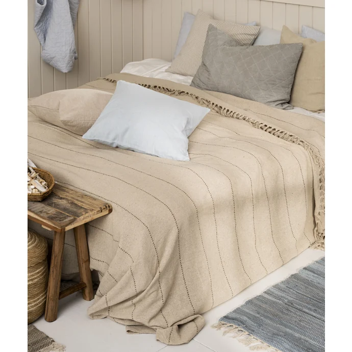 Přehoz na postel Cream/Brown Stripes 240 x 240 cm
