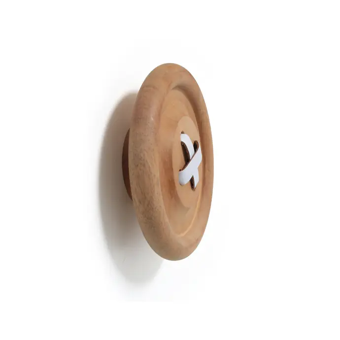 Dřevěný věšák Button Natural/White 6 cm