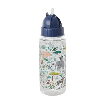 Dětská lahev s brčkem Jungle Animals Blue 450 ml