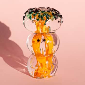 Skleněná figurka Crystal Blob Triple Orange