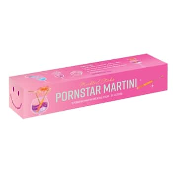 Dřevěné míchátko s cukrovými krystaly Pornstar Martini – set 6 ks