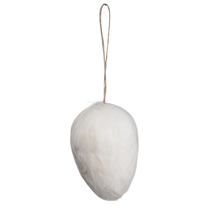 MADAM STOLTZ / Dekorativní vajíčko z peříček White - větší