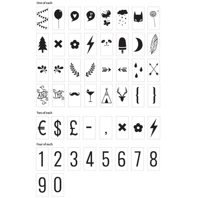 A Little Lovely Company / Set symbolů a číslic pro Lightbox Numbers&Symbols
