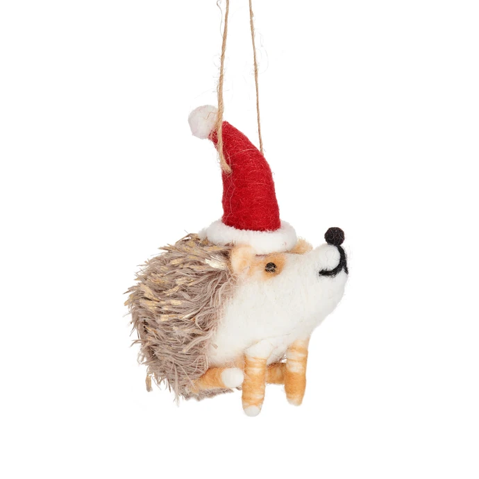 sass & belle / Plstěná vánoční ozdoba Hedgehog in Santa Hat