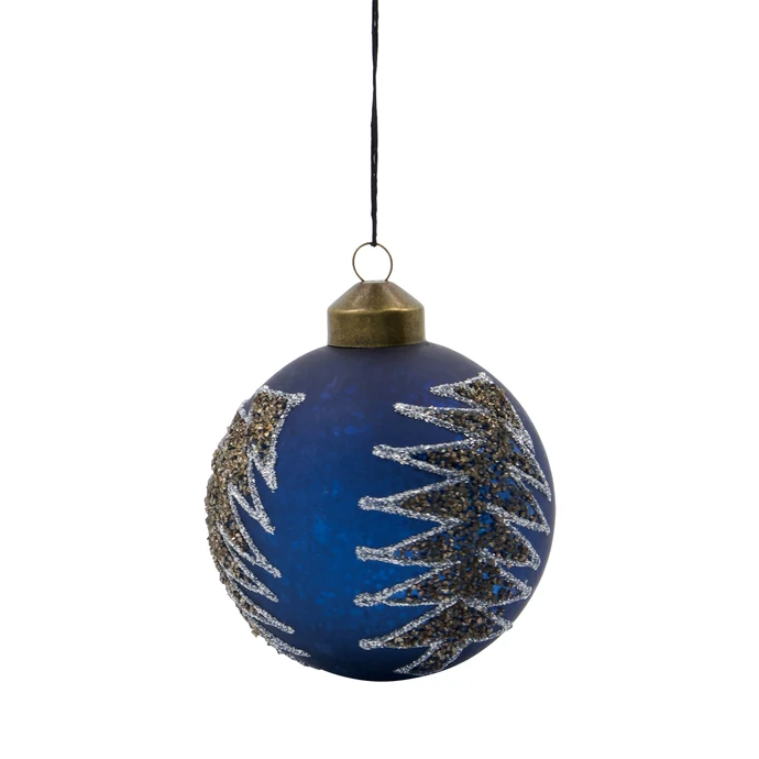 House Doctor / Skleněná vánoční ozdoba Pine Blue 8 cm