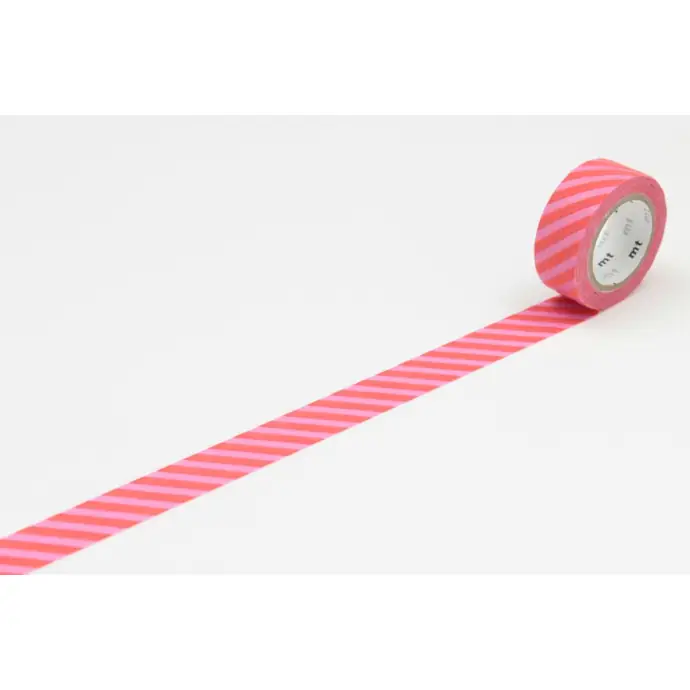 mt / Designová samolepicí páska Stripe pink x red
