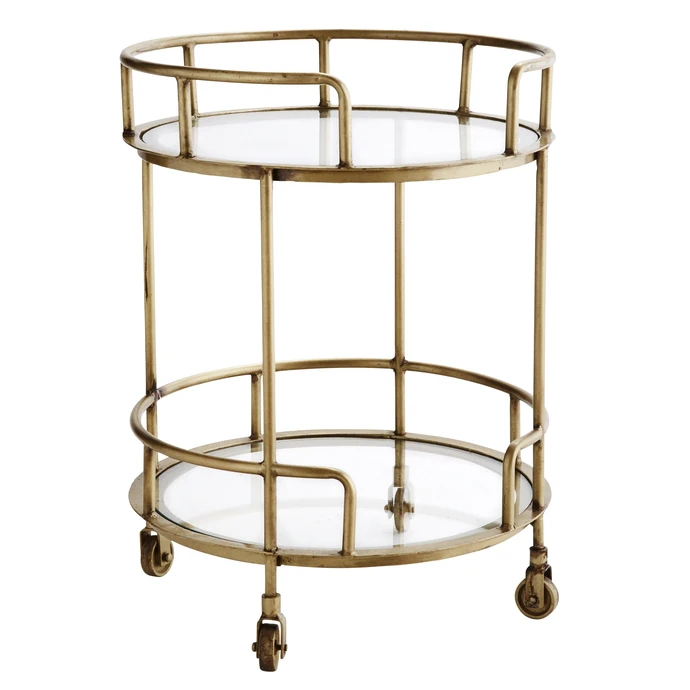 MADAM STOLTZ / Kulatý stolek na kolečkách Antique brass