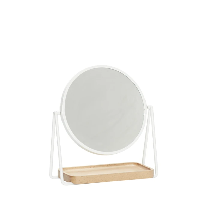 Hübsch / Stolní zrcadlo s dřevěným táckem White