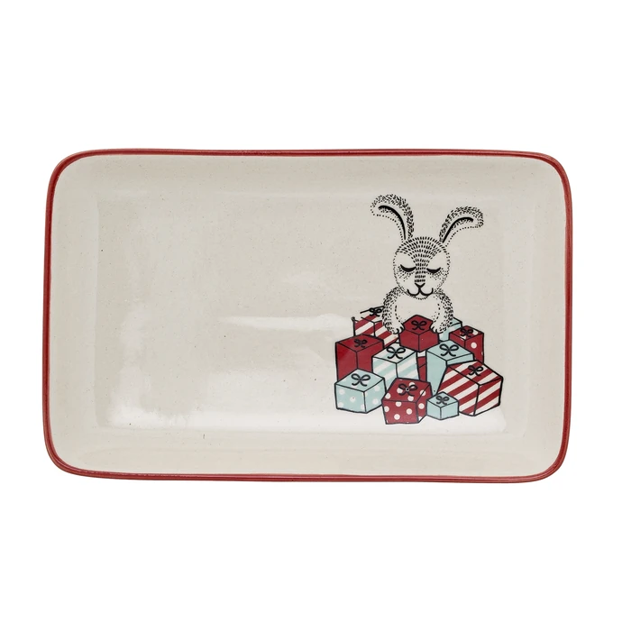 Bloomingville / Keramický talířek Christmas Rabbit 19 cm