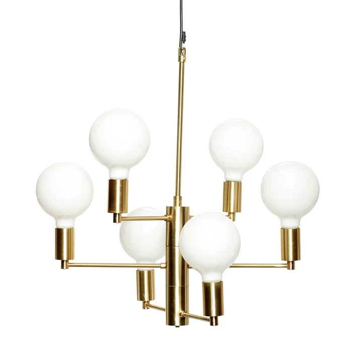 Hübsch / Zlatý kovový lustr Brass (včetně 6 LED žárovek)
