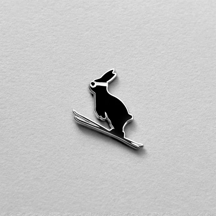 Kovový odznak s králíkem Ski Jumping